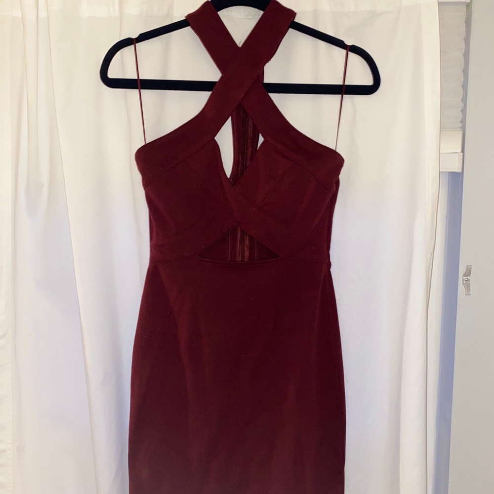 Tobi maroon short cocktail dress
